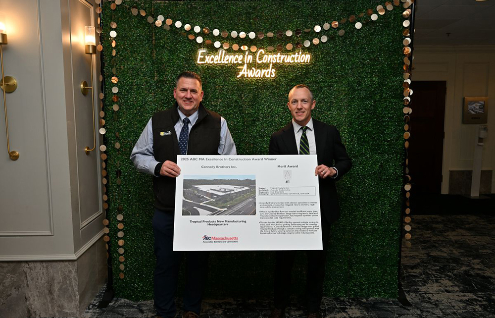 Connolly Brothers earns Merit Award from ABC MA for work on Tropical Products’ facility